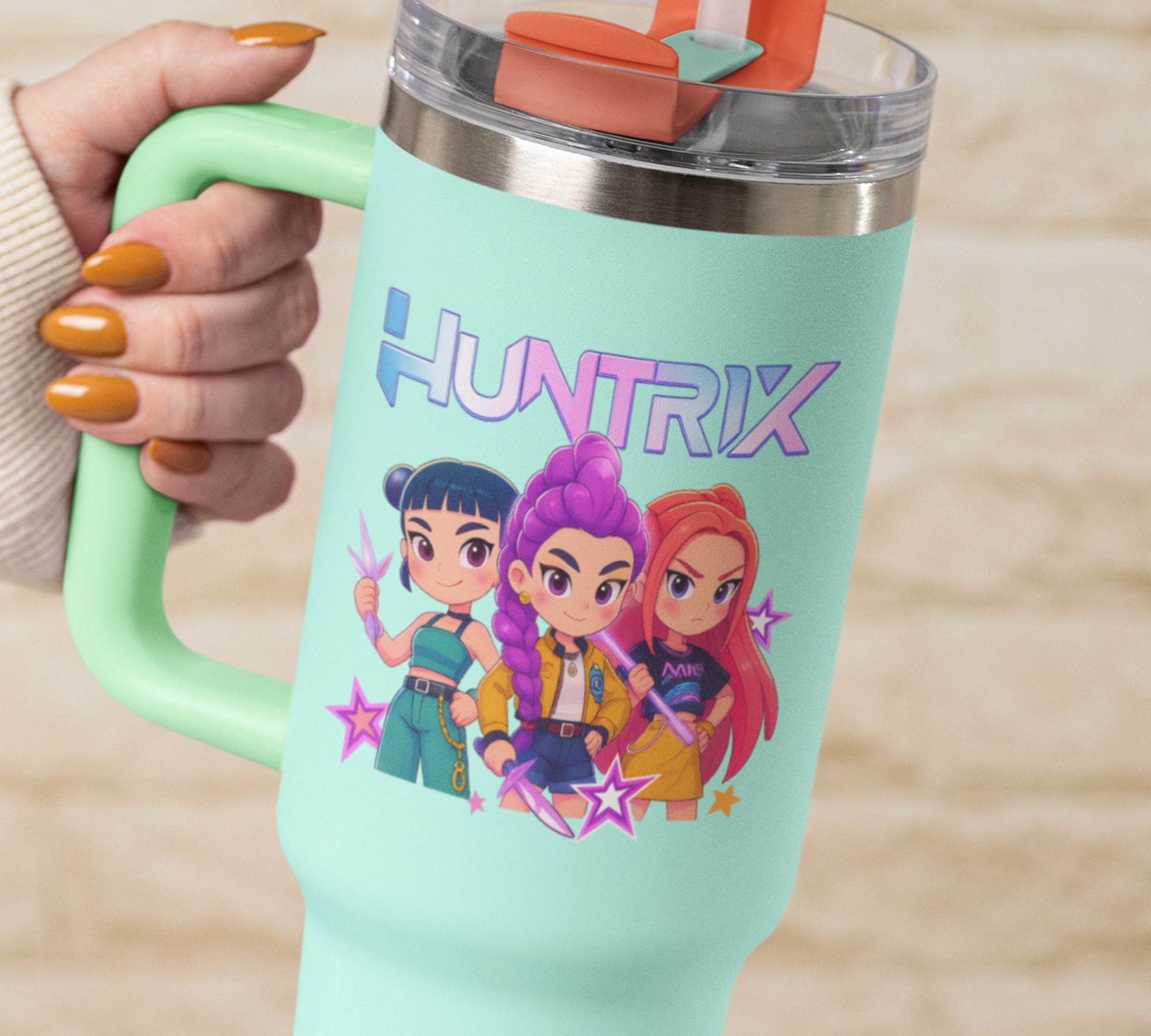 Kpop Demon Hunters Huntrix  Libbey Glass Wrap | 16oz UV DTF Cup Sticker UV162