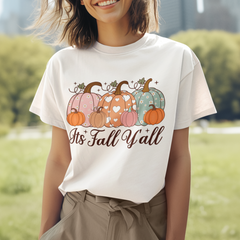 Its Fall Y'all Pastel Pumpkins DTF Transfer, Ready to Press DTF466