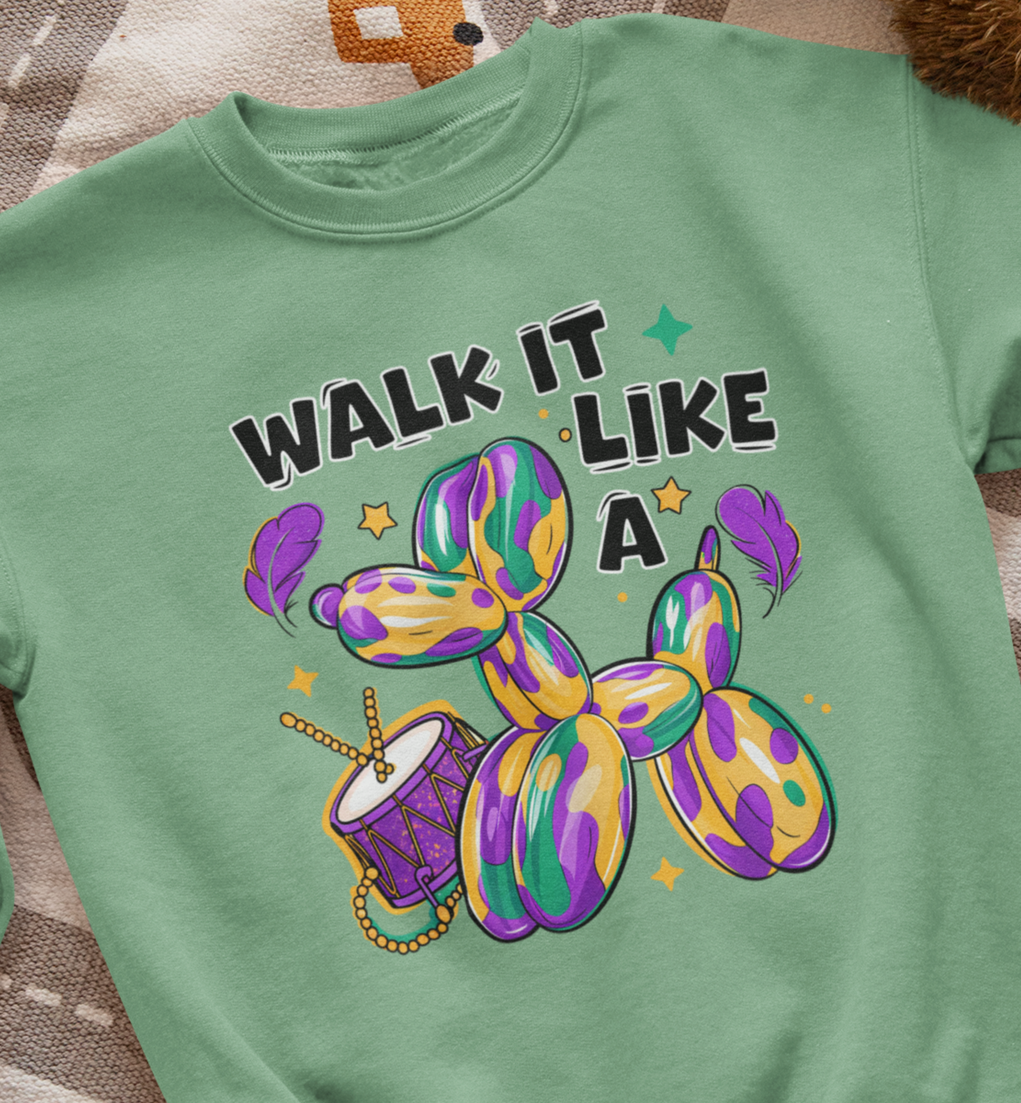 Walk It Like A Dog Balloon Mardi Gras DTF Transfer, Ready to Press DTF524