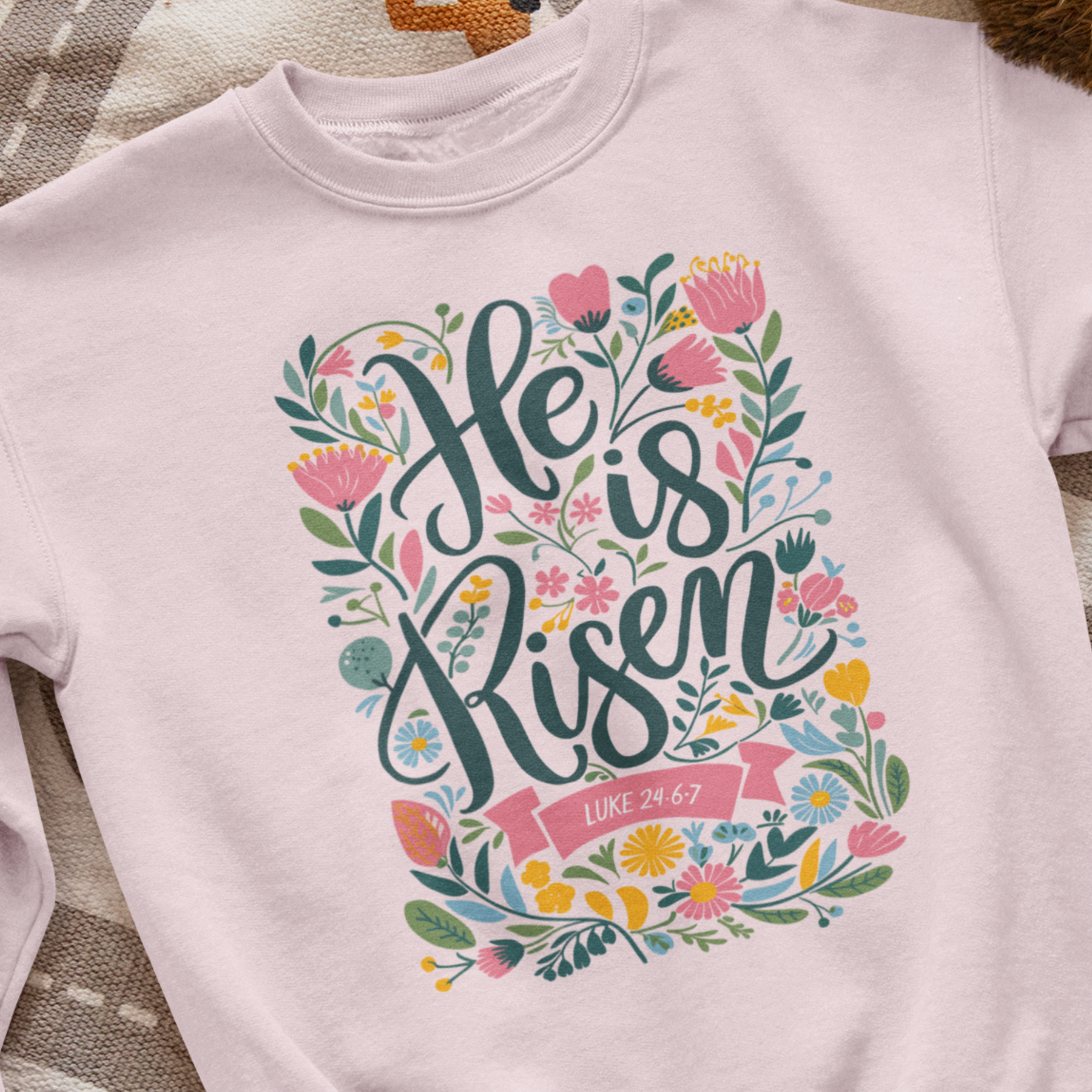 He is Risen Floral Luke Bible Verse Easter DTF Transfer, Ready to Press DTF527