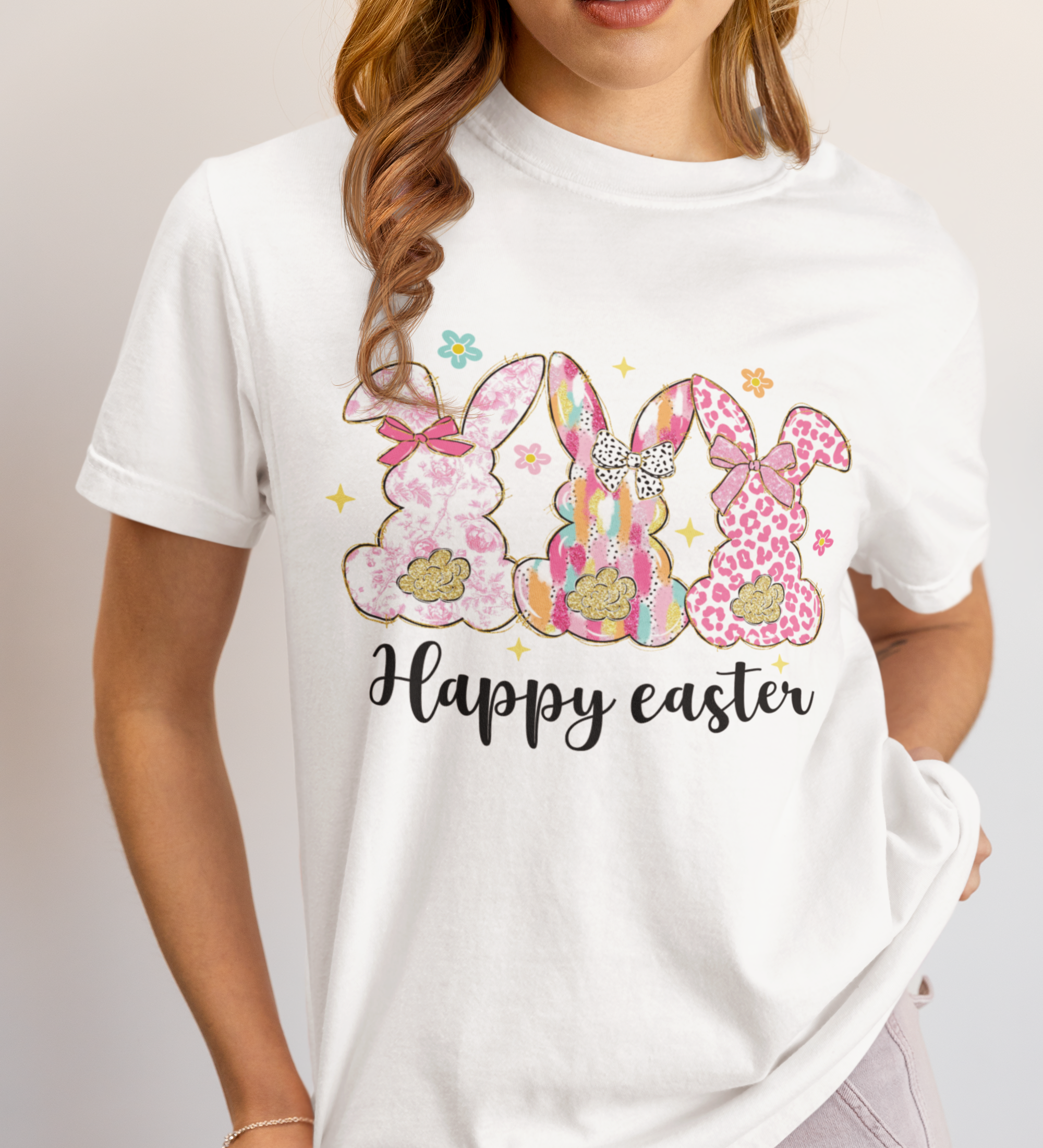 Happy Easter Coquette Leopard Floral Bunny DTF Transfer, Ready to Press DTF535