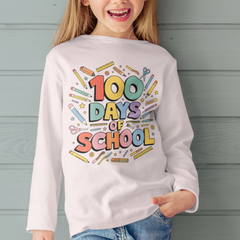 100 Days of School Retro Colorful DTF Transfer, Ready to Press DTF517