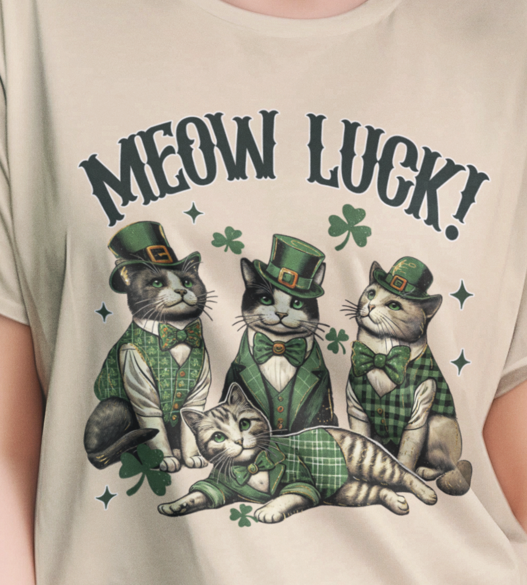 Meow Luck St. Patrick's Day Cats DTF Transfer, Ready to Press DTF530