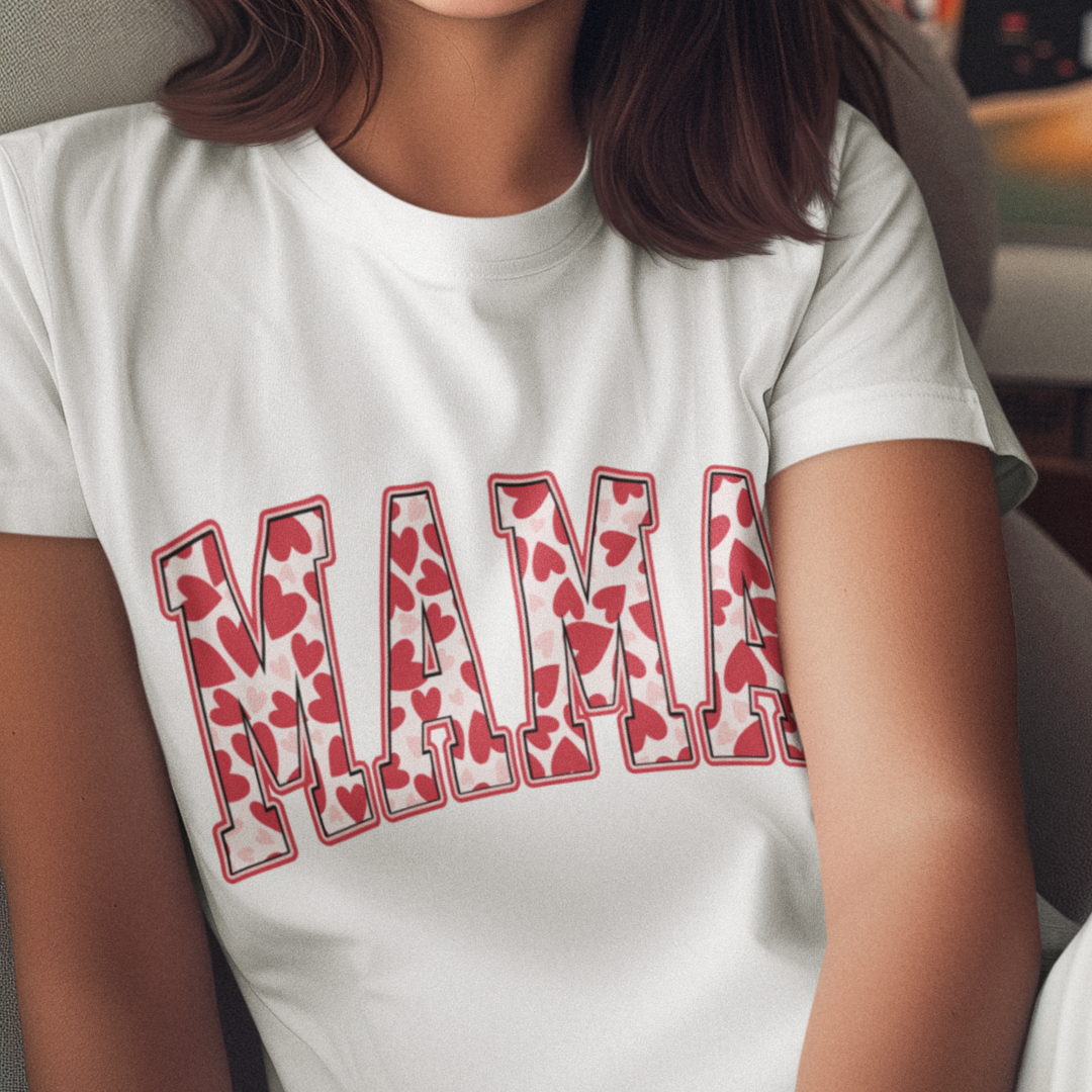 Mama Heart Pattern Varsity DTF Transfer, Ready to Press DTF511
