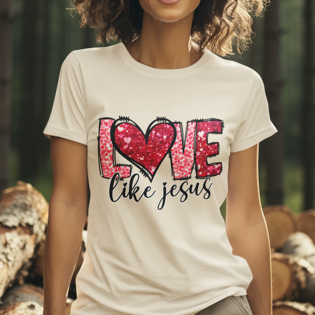 Love Like Jesus Valentine Heart DTF Transfer, Ready to Press DTF506