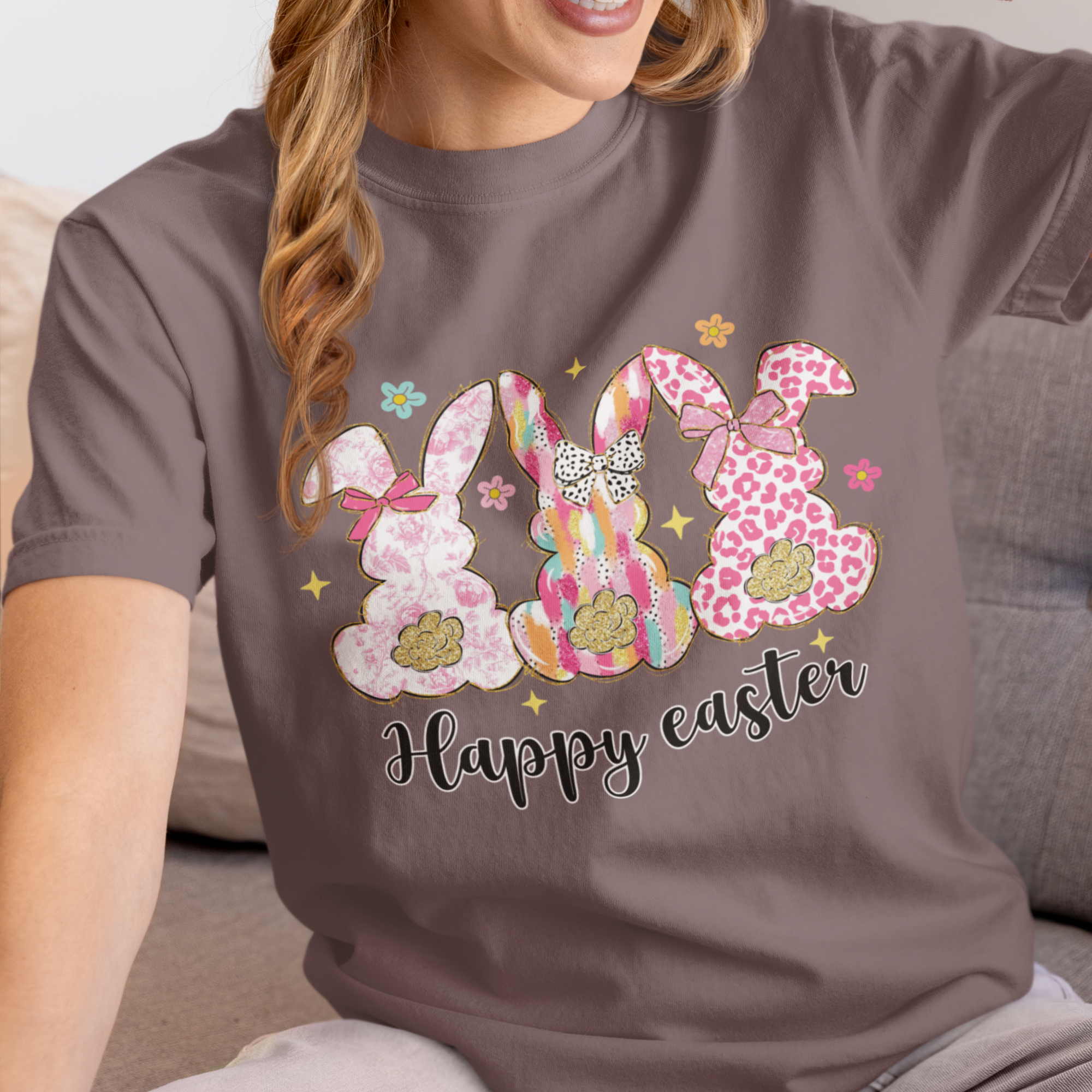 Happy Easter Coquette Leopard Floral Bunny DTF Transfer, Ready to Press DTF535