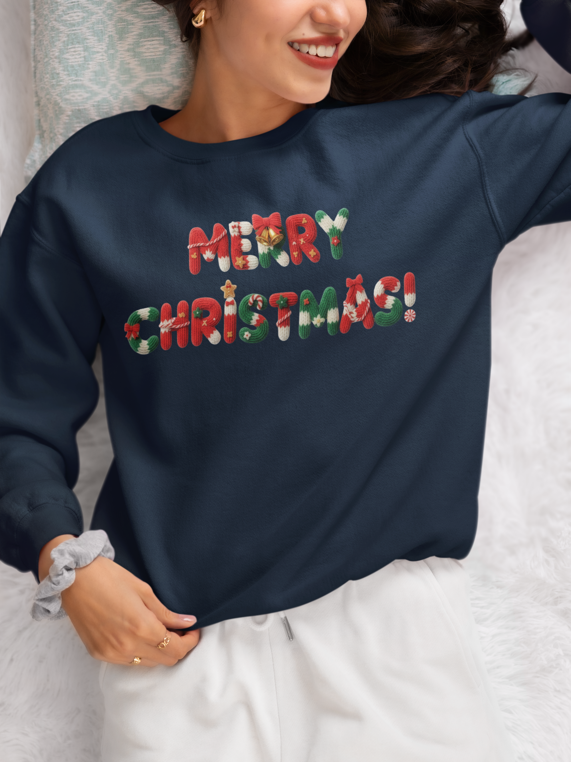 Merry Christmas Knit Letters DTF Transfer, Ready to Press DTF614