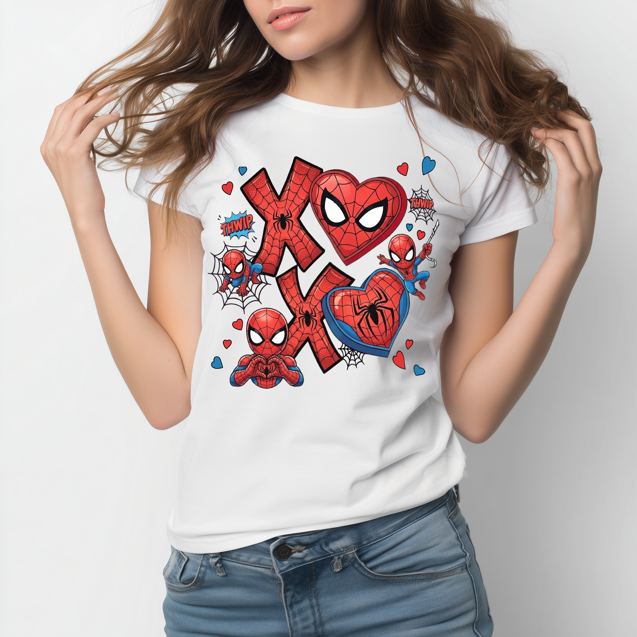 Spider-Man Superhero XOXO Hearts DTF Transfer, Ready to Press DTF654