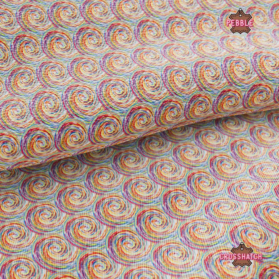 Colorful Spirals Printed Faux Leather 043