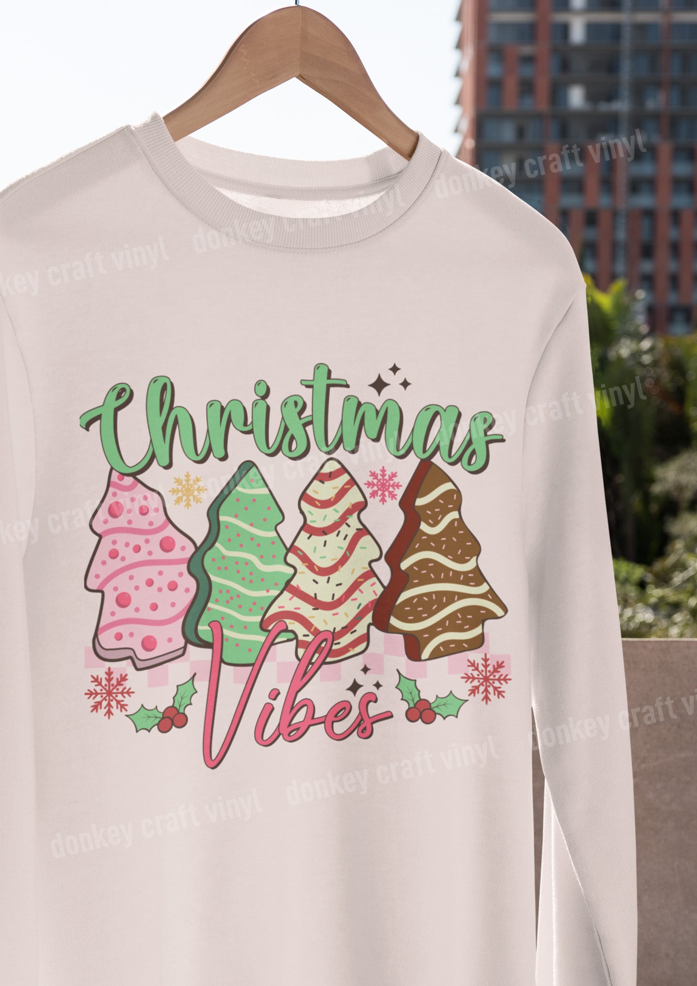 Christmas Tree Cake DTF Transfer for T-shirts, Hoodies, Heat Transfer, Ready for Press Heat Press Transfers DTF174