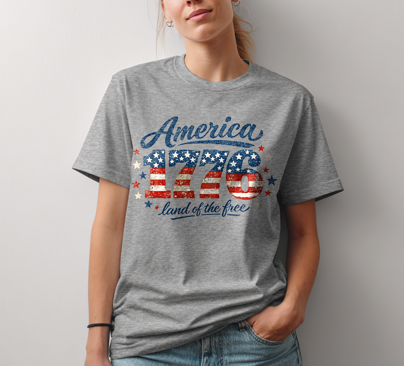 America 1776 Land of the Free DTF Transfer, Ready to Press DTF674