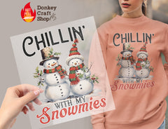Christmas Snowman DTF Transfer for T-shirts, Hoodies, Heat Transfer, Ready for Press Heat Press Transfers DTF137