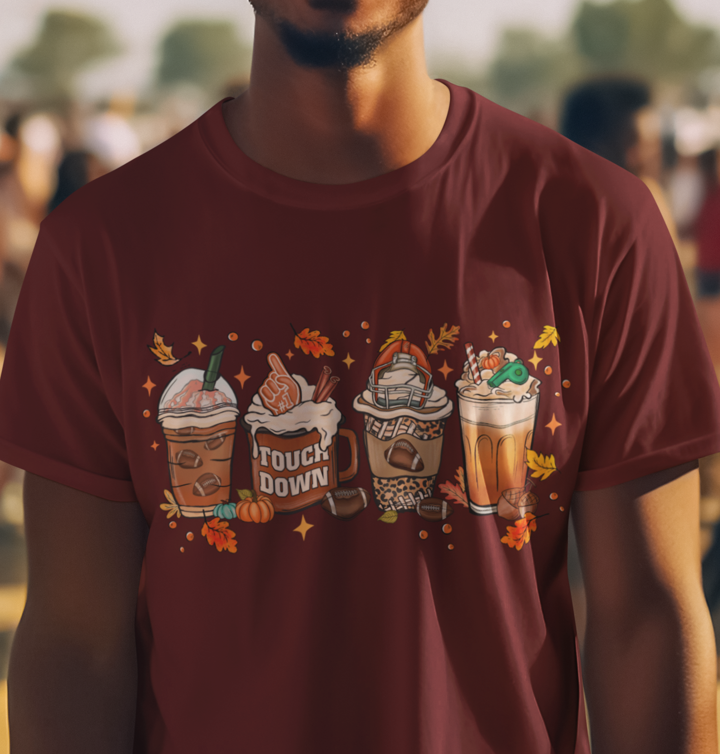 Football Fall Coffee DTF Transfer for T-shirts, Hoodies, Heat Transfer, Ready for Press Heat Press Transfers DTF191