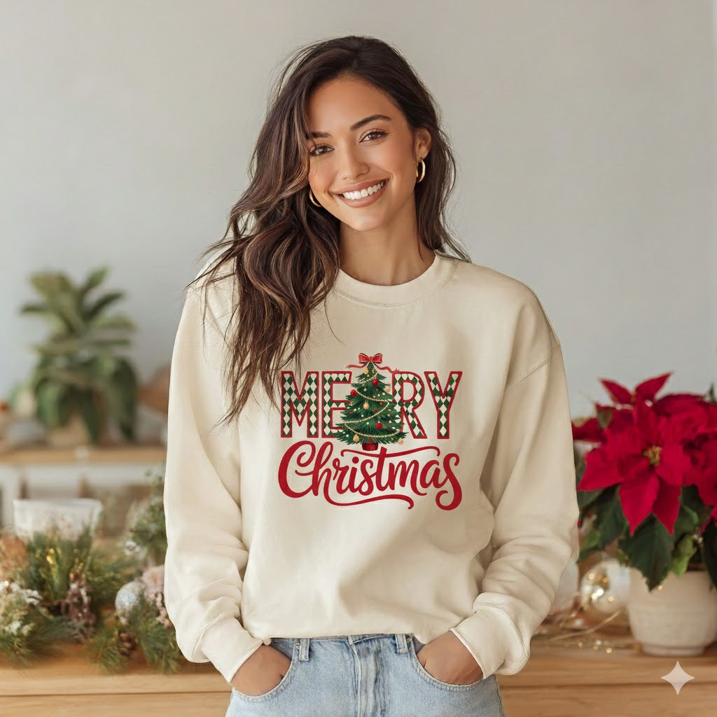 Merry Christmas Plaid Tree DTF Transfer, Ready to Press DTF616