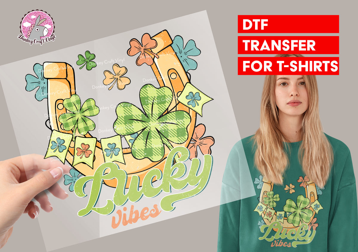 Lucky Vibes Transfer for T-shirts, Heat Transfer, Ready for Press Heat Press Transfers DTF71
