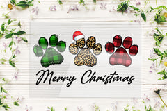 Merry Christmas Dog paw DTF Transfer for T-shirts, Hoodies, Heat Transfer, Ready To Press Heat Press Transfers DTF42