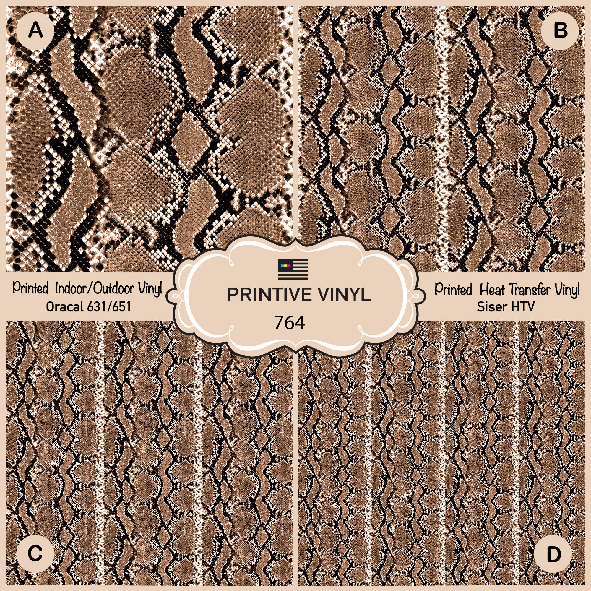 Snake skin Pattern Printed Vinyl/ Indoor / Outdoor/ Heat Transfer Vinyl-764 - Printive Vinyl | Patterned Vinyl