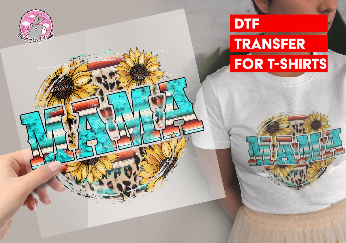 Western Mama Sunflower Leopard DTF Transfer for T-shirts, Hoodies, Heat Transfer, Ready for Press Heat Press Transfers DTF46