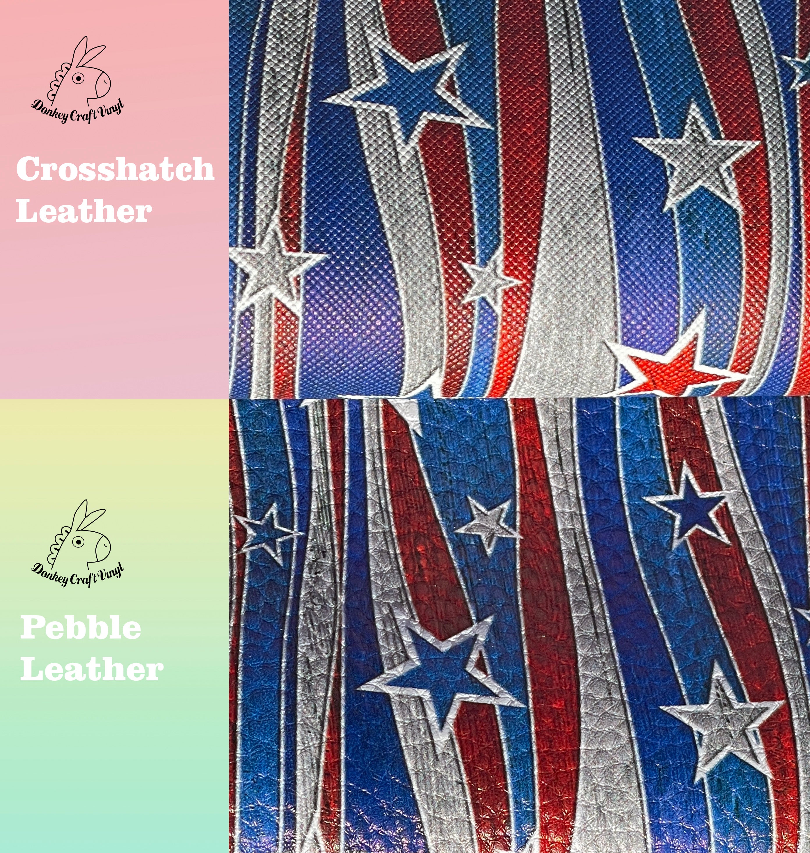 4th of July American Flag printed Faux Leather FL048