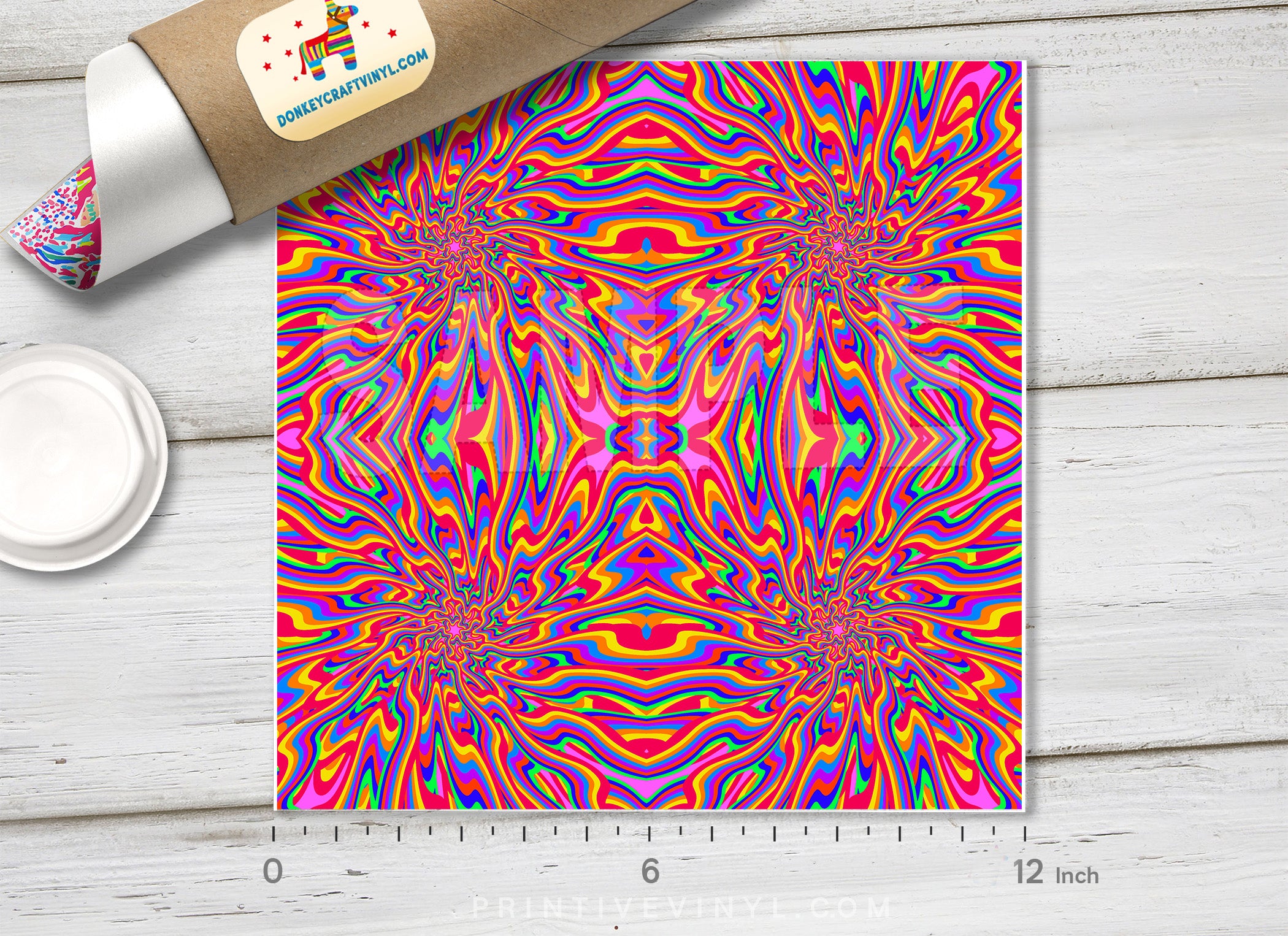 Rainbow psychedelic Pattern Printed Vinyl/ Oracal/ Craft / Siser HTV –  Donkey Craft Vinyl