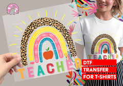 Teacher Rainbow DTF Transfer for T-shirts, Hoodies, Heat Transfer, Ready for Press Heat Press Transfers DTF47