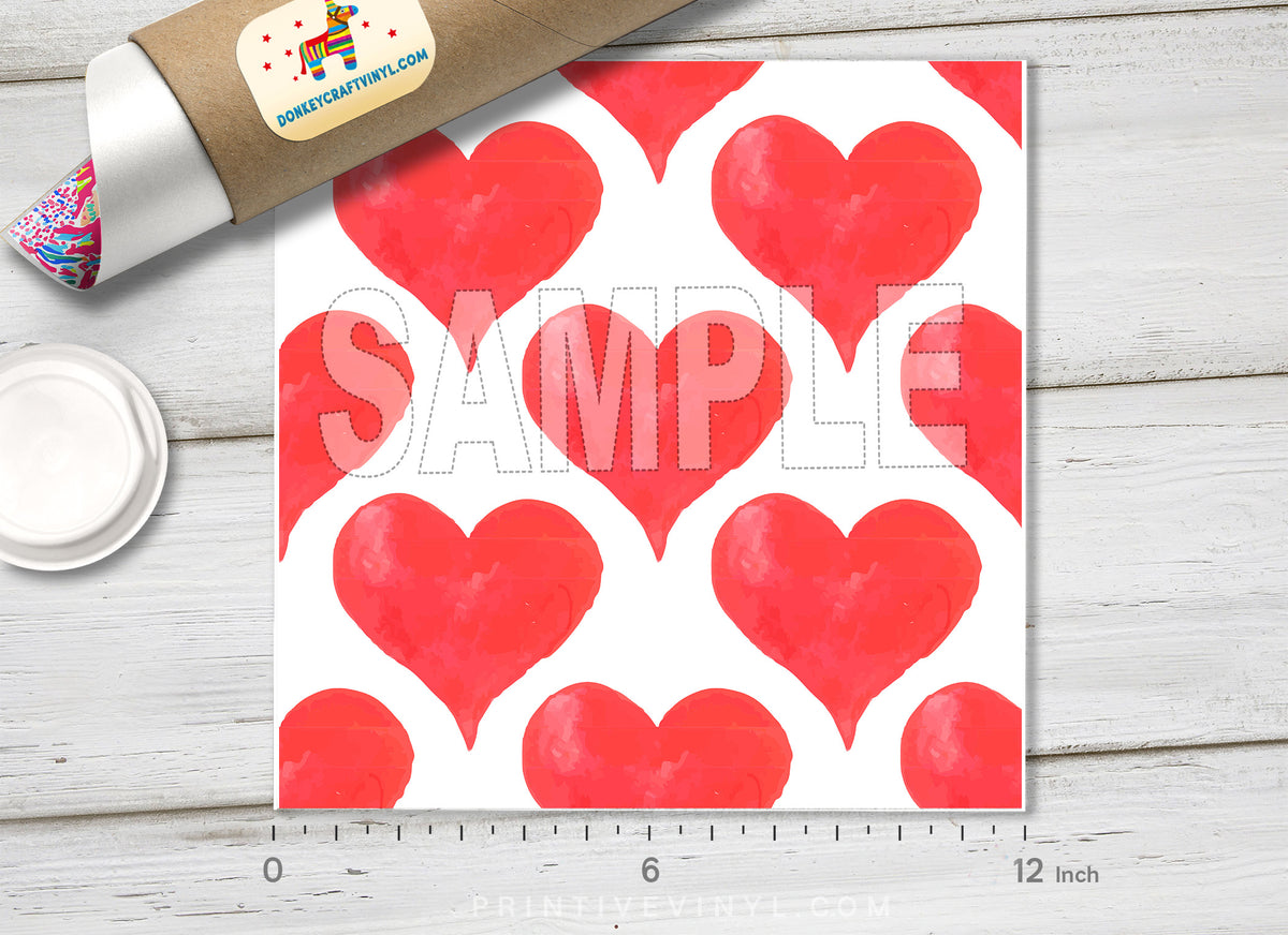 Watercolor Love Heart Patterned HTV 088