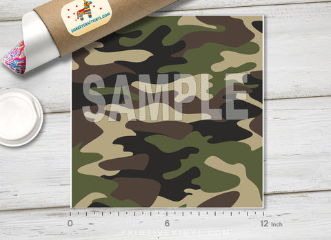 Green Military Camouflage Patterned HTV 046