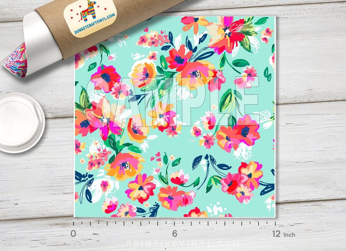 Paint Flowers Patterned HTV 073