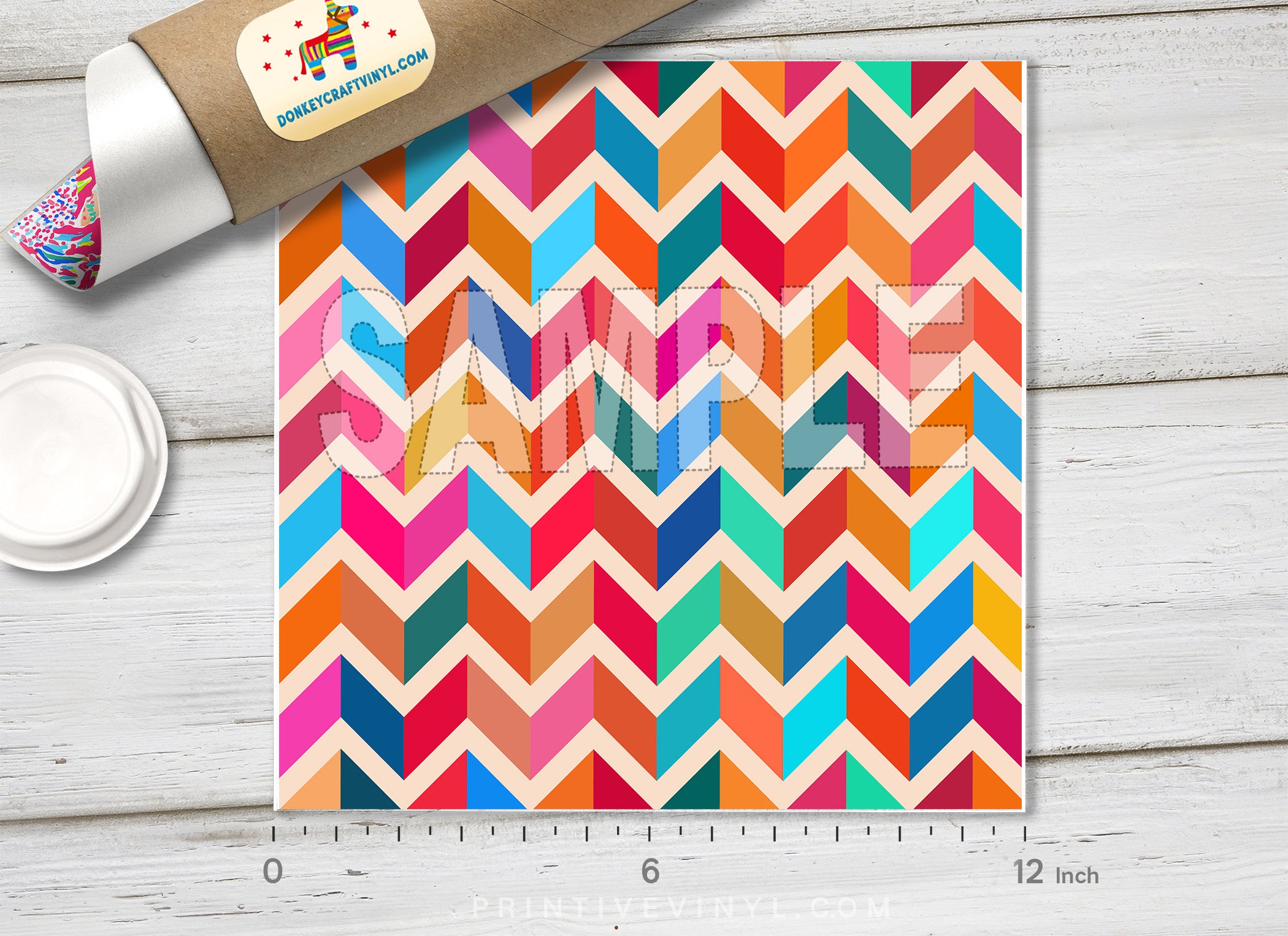 Colorful Chevron Patterned Adhesive Vinyl 232