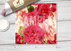 Red Watercolor Rose Patterned HTV 227