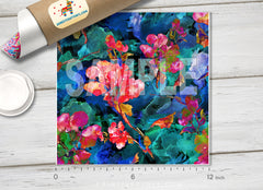 Watercolor Tropical Flowers  Patterned HTV  686