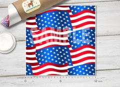American flag patchwork Patterned Adhesive Vinyl 026