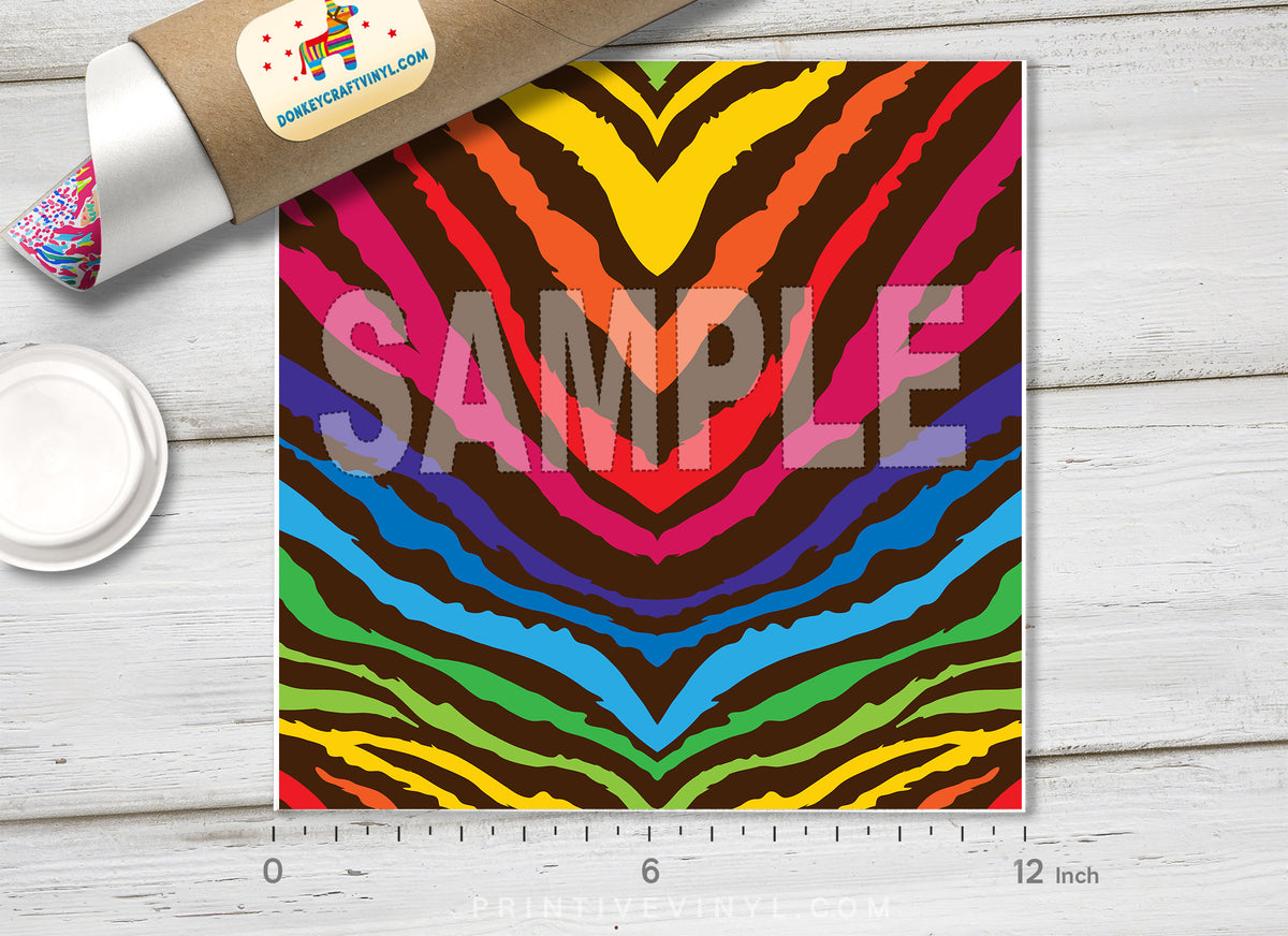 Rainbow Zebra Patterned Adhesive Vinyl 362