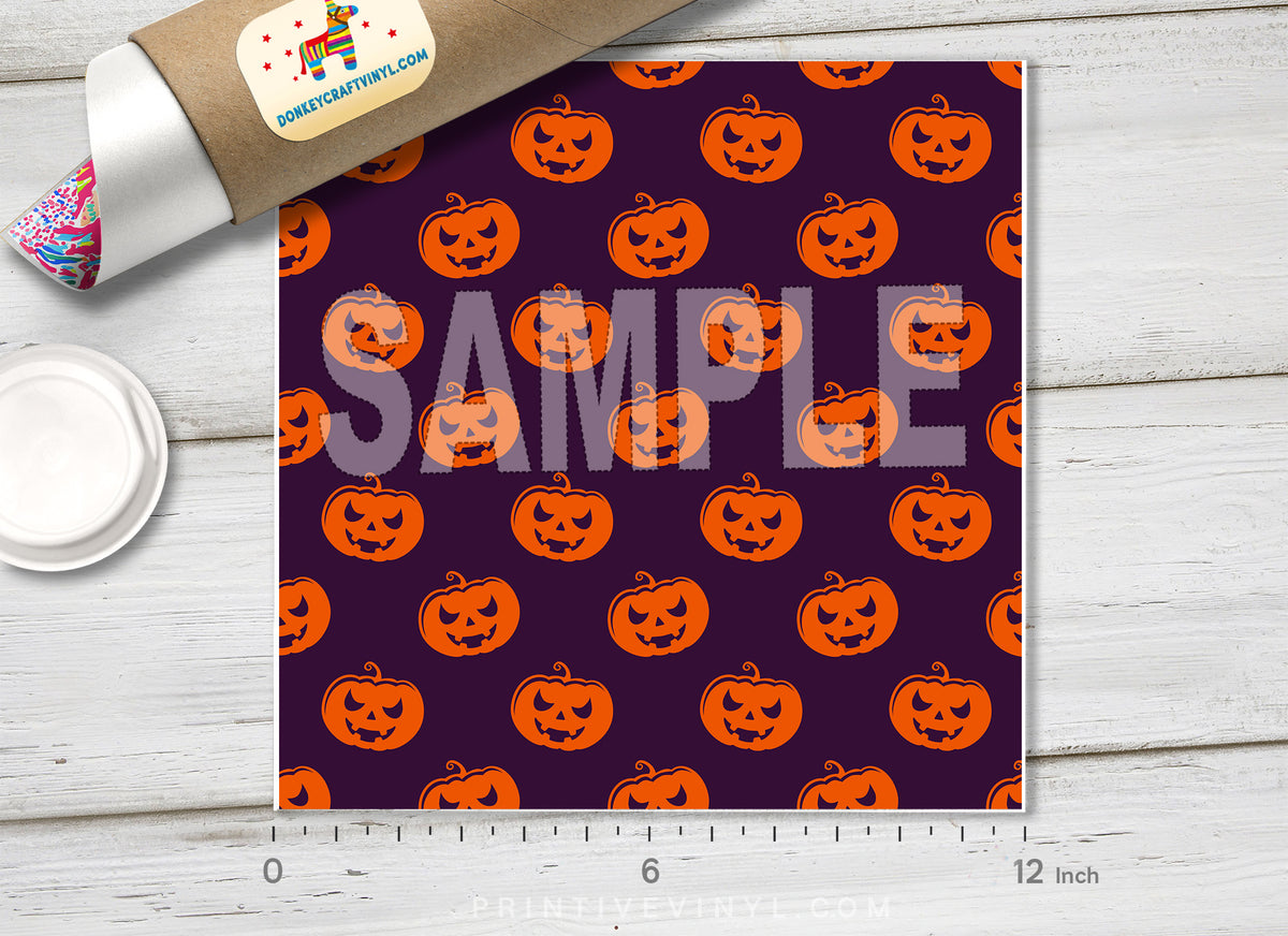 Halloween Pumpkin Patterned Adhesive Vinyl 235