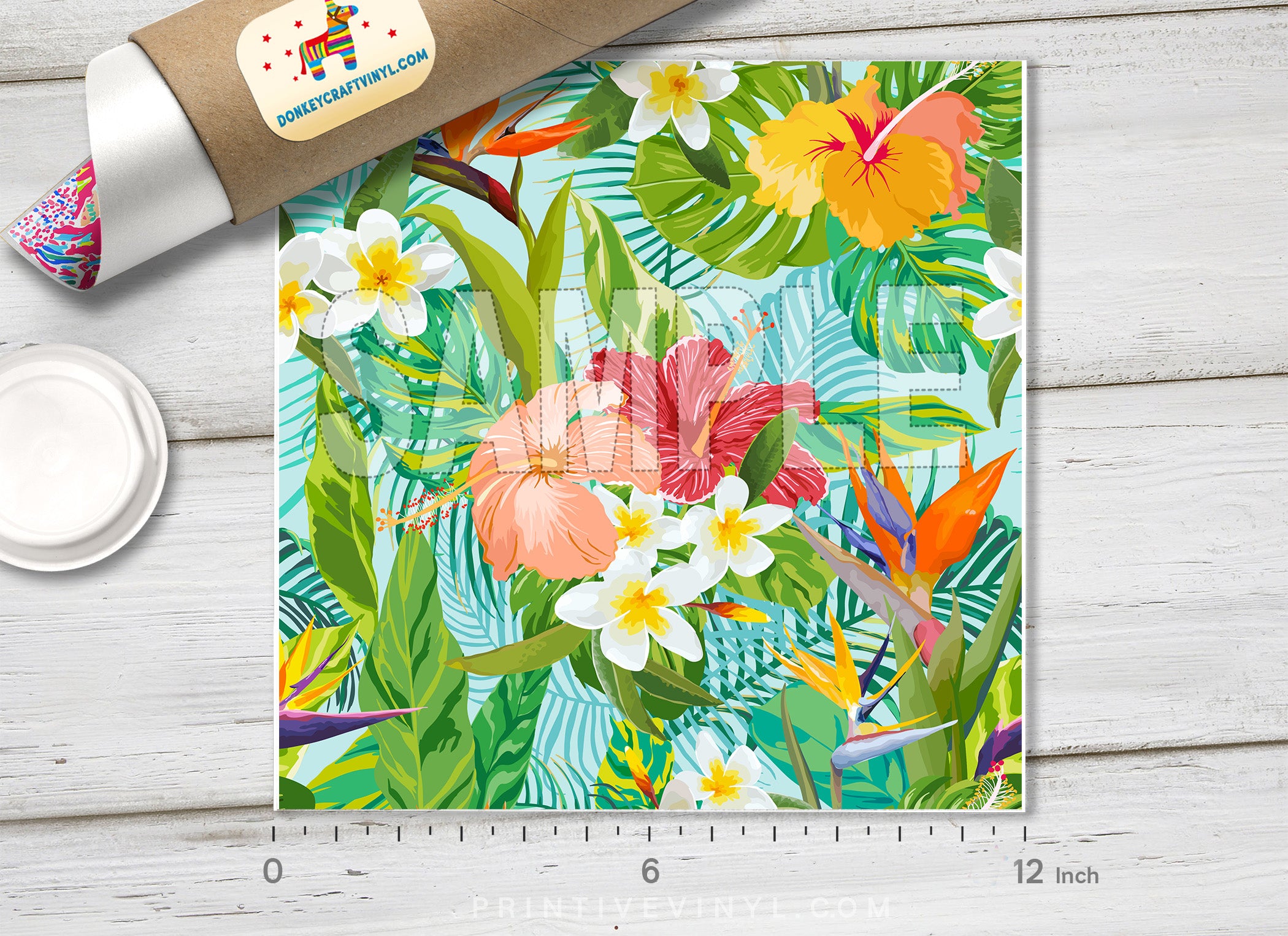 Tropical Flowers and Leaves Patterned HTV 169