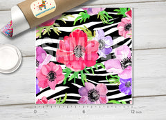 Flowers and Zebra Patterned Adhesive Vinyl 062
