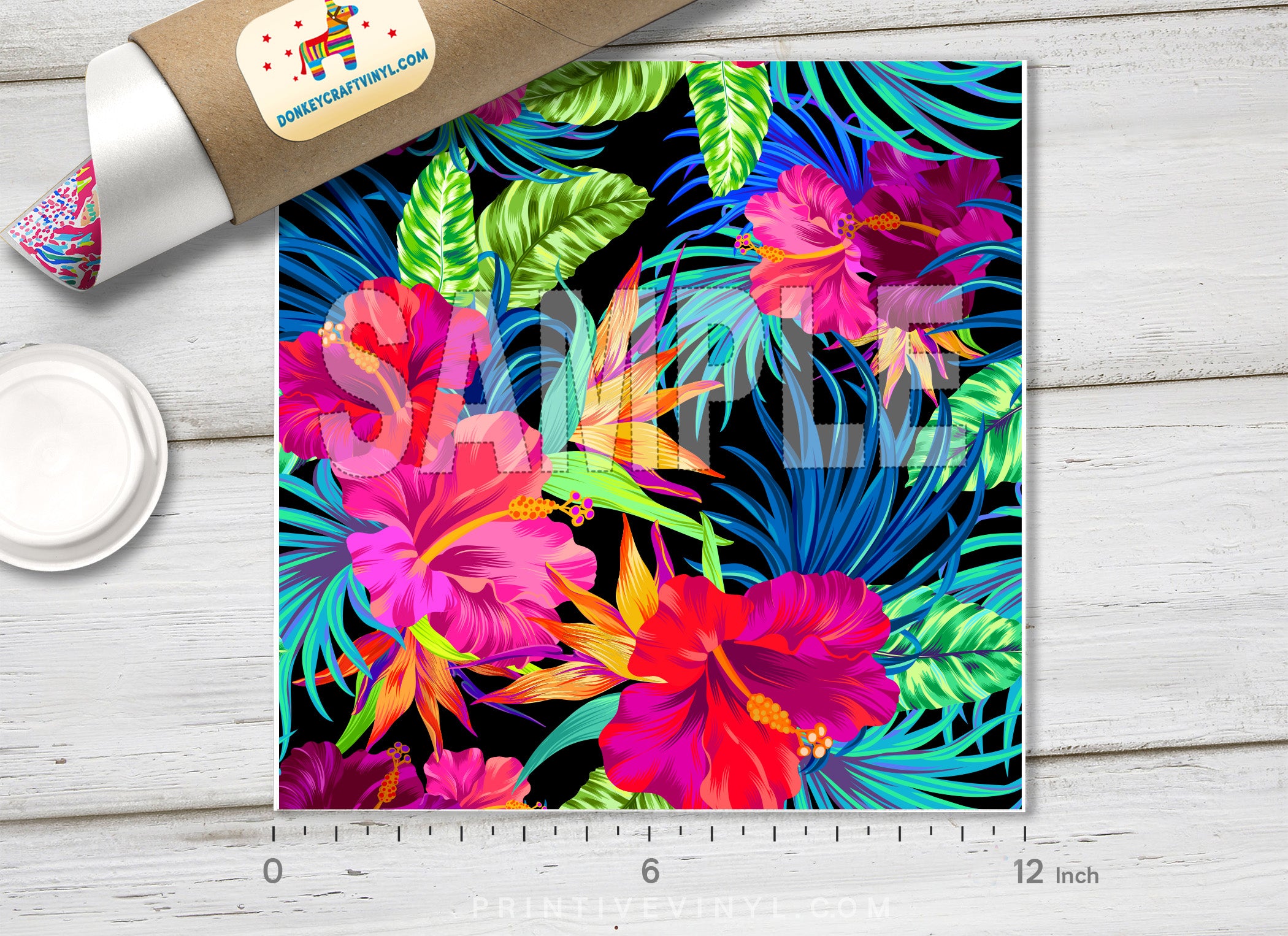 Tropical Flower Patterned Adhesive Vinyl 042