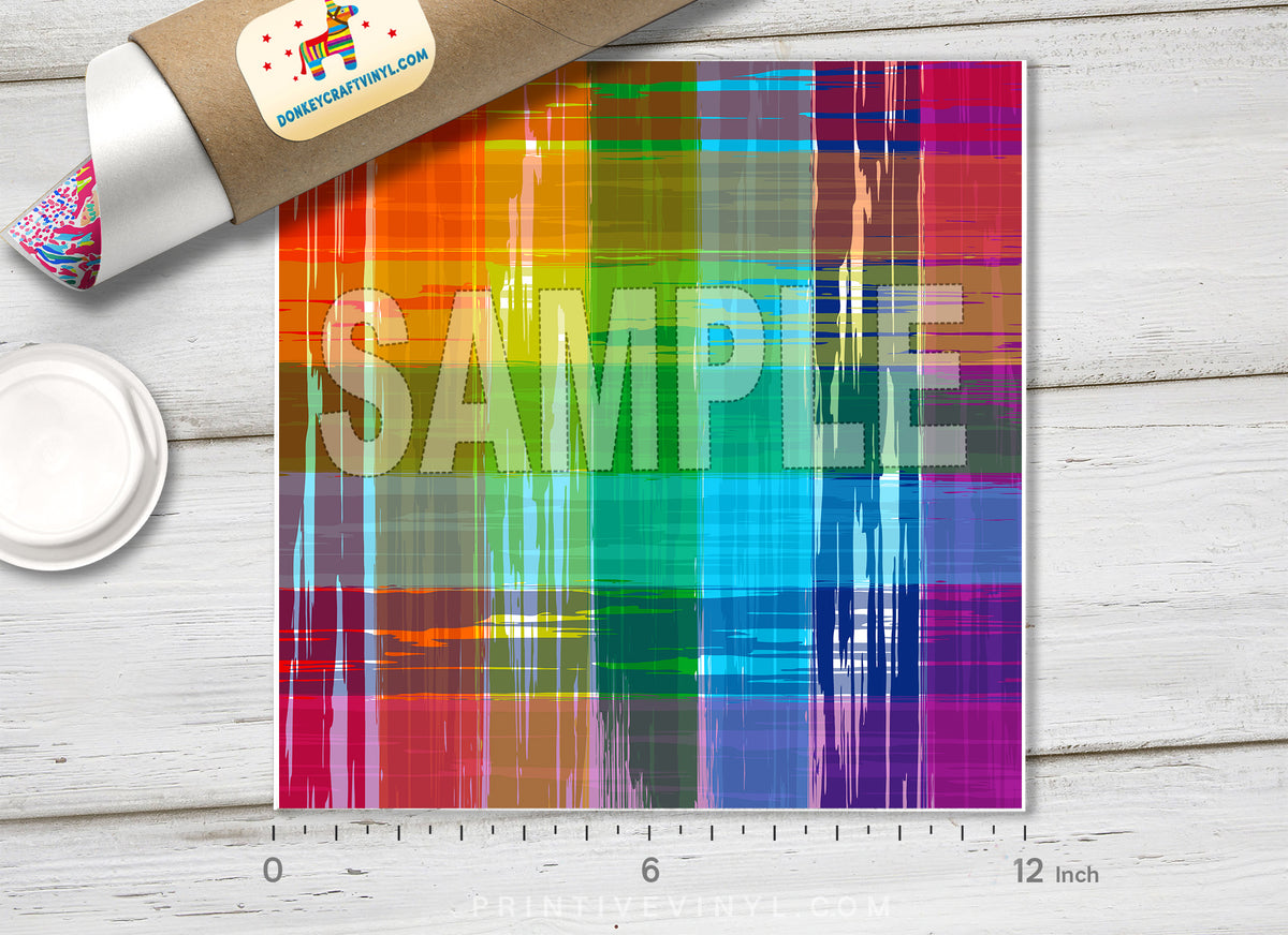Rainbow Plaid Patterned Adhesive Vinyl 177