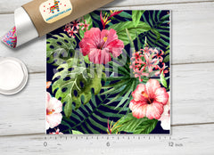 Watercolor Tropical Hawaii Hibiscus Patterned HTV 680