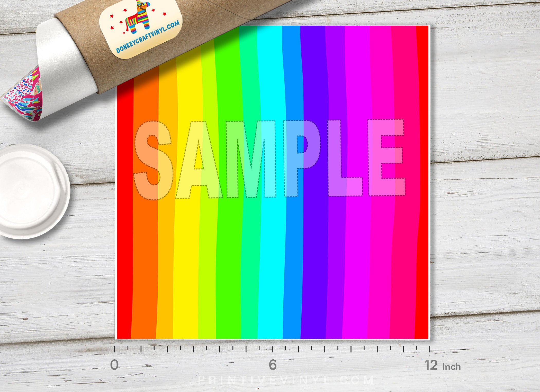 Rainbow Stripe Patterned Adhesive Vinyl 079