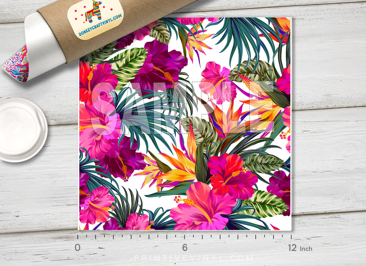 Orchids Hibiscus Floral  Patterned HTV 104