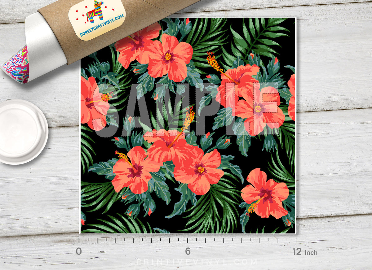 Tropical Flower Patterned Adhesive Vinyl 214