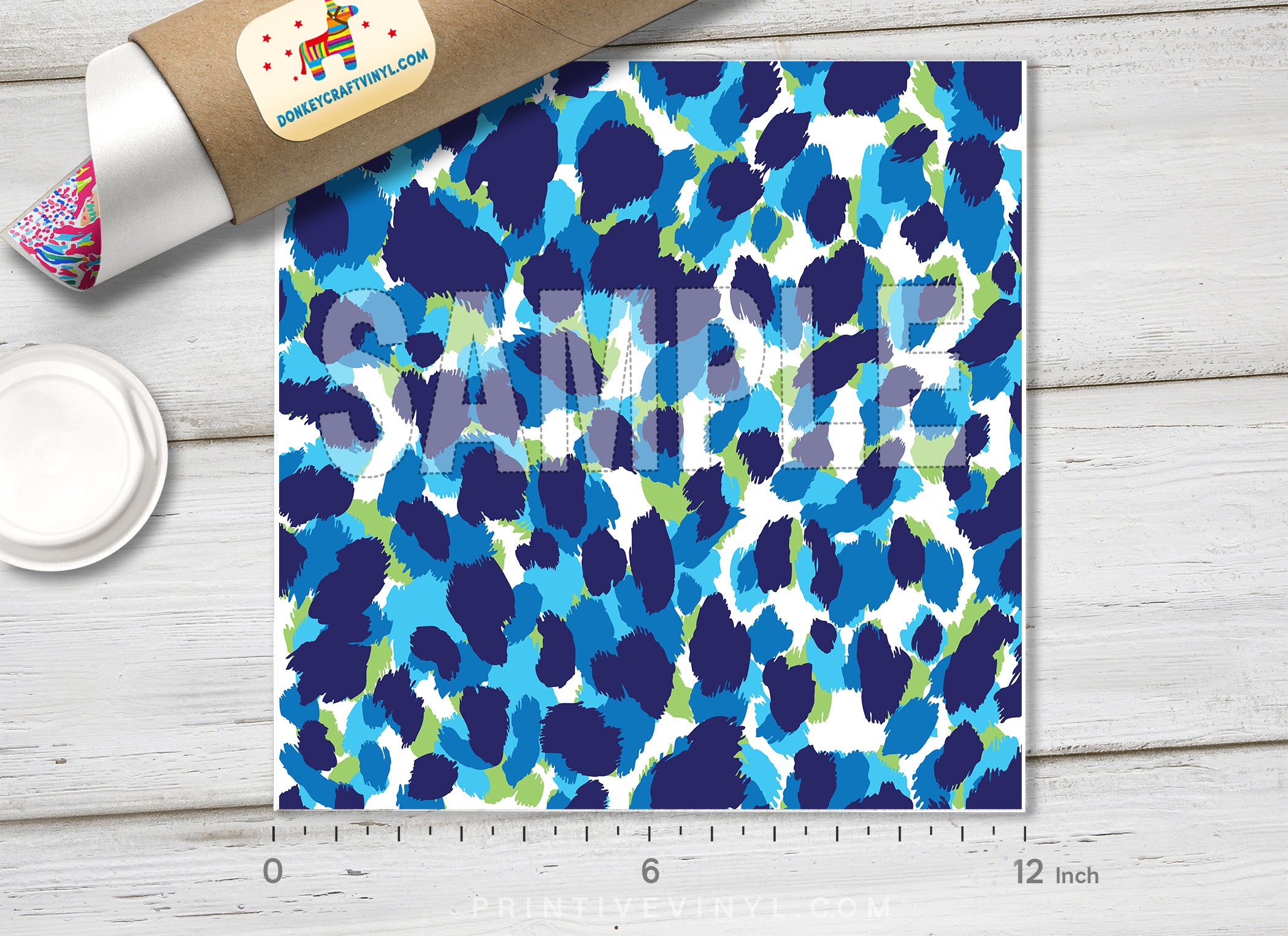 Blue Leopard Patterned Adhesive Vinyl 257