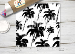 Black and White Palm Tree Patterned HTV 1399
