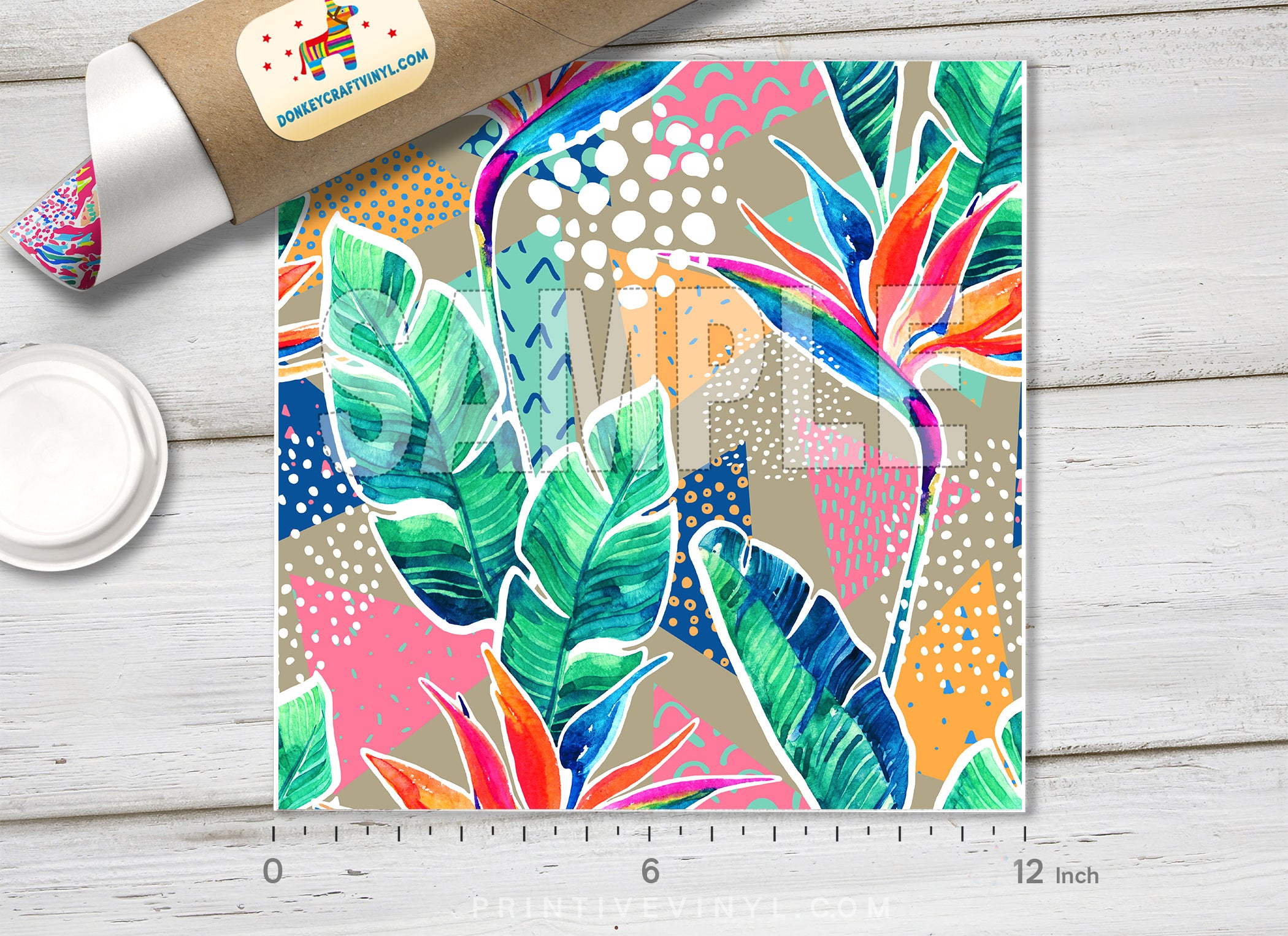 Modern Tropical Flowers Patterned HTV 1158