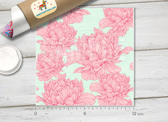 Hand drawn linen peony flower Printed Vinyl/ Indoor Vinyl/ Outdoor Vinyl/ Heat Transfer Vinyl-513