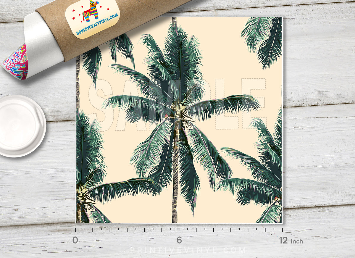 Tropical Palm Tree Patterned Adhesive Vinyl 436