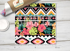 Ethnic Tropical Flower Patterned Adhesive Vinyl 020