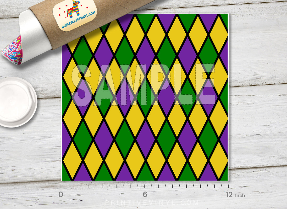 Mardi gras Diamond Patterned HTV 1161