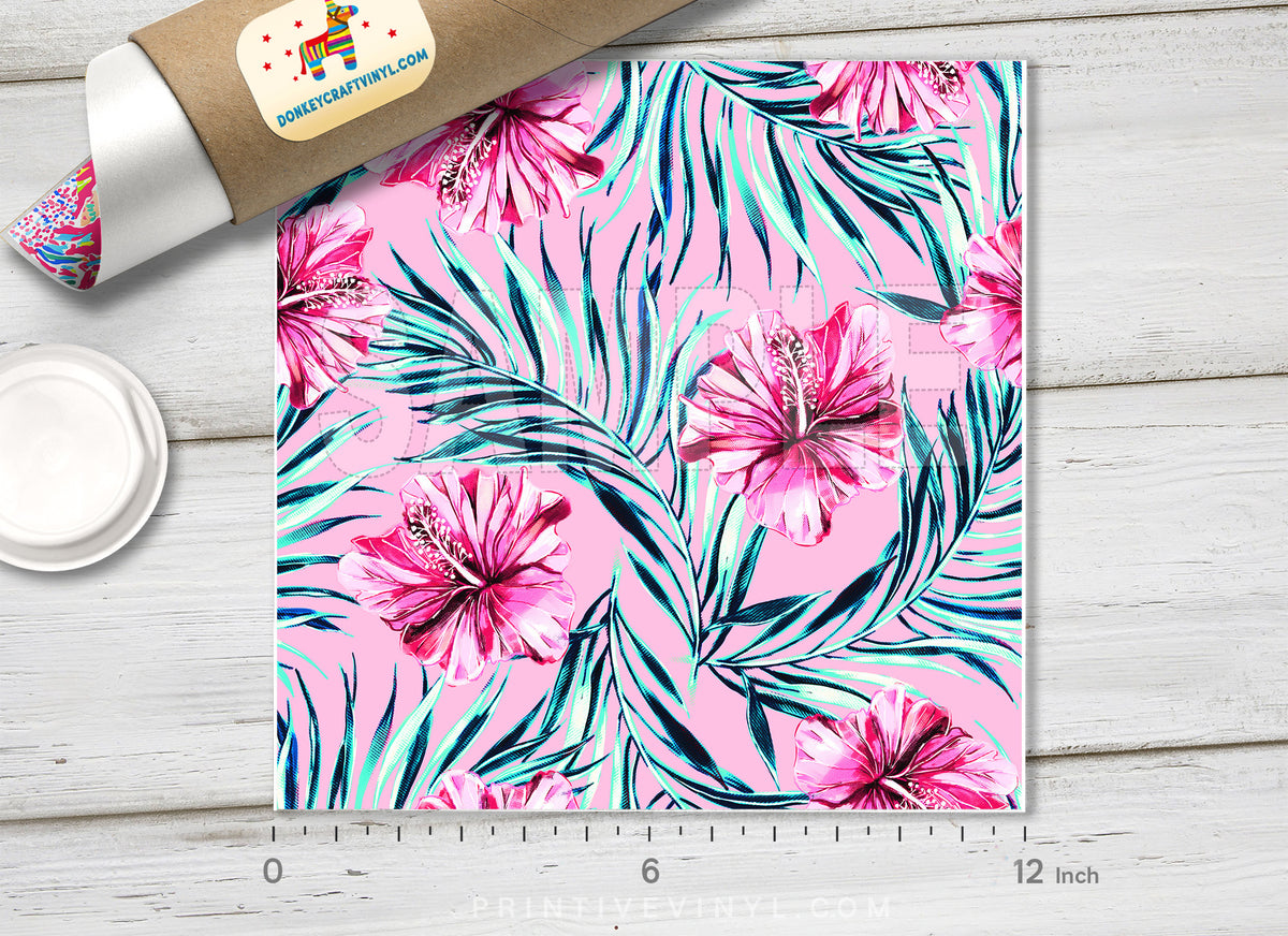 Tropical Flower Patterned Adhesive Vinyl 404